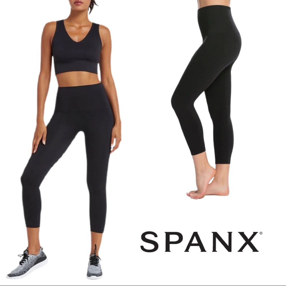 NEW Spanx Cropped Lamn Leggings in Black